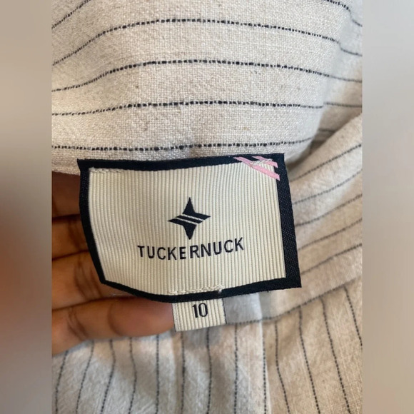 Tuckernuck Natural Stripe High Waist Wide Leg Linen Blend Faris Pants Sz 10 NWT - Picture 4 of 13